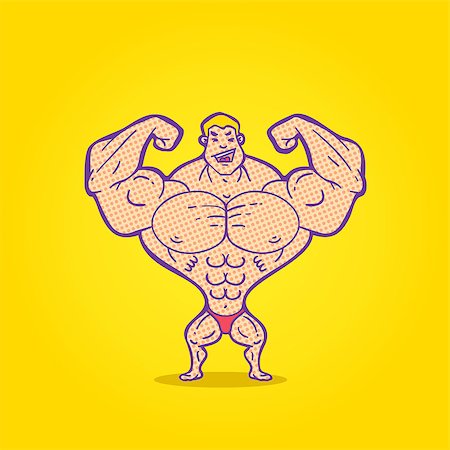 Illustration bodybuilder posing on a colored background Stock Photo - Budget Royalty-Free & Subscription, Code: 400-07661761