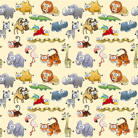 perruche - Savannah animals with background. The sides repeat seamlessly for a possible packaging or graphic Photographie de stock - Aubaine LD & Abonnement, Code: 400-07661807