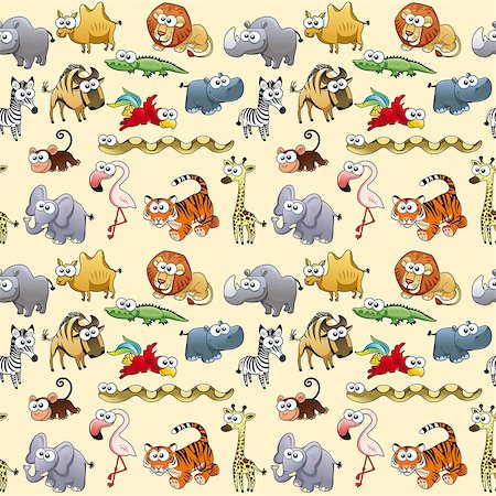 elephant illustration - Savannah animals with background. The sides repeat seamlessly for a possible packaging or graphic Stock Photo - Budget Royalty-Free & Subscription, Code: 400-07661807