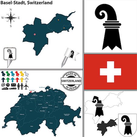 Vector map of canton Basel-Stadt with coat of arms and location on Switzerland map Foto de stock - Super Valor sin royalties y Suscripción, Código: 400-07661887