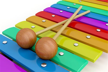 Colorful wooden xylophone with mallets, close-up image Fotografie stock - Microstock e Abbonamento, Codice: 400-07662006
