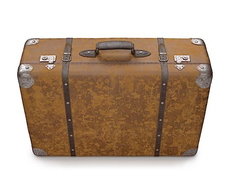 simsearch:400-05333347,k - Old suitcase with wear on the surface of the leather and rust on metal. Clipping path included. Stock Photo - Budget Royalty-Free & Subscription, Code: 400-07662226