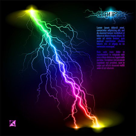 simsearch:400-05301926,k - Colourful oblique branchy lightning line. Illustration with space for text Stock Photo - Budget Royalty-Free & Subscription, Code: 400-07662442