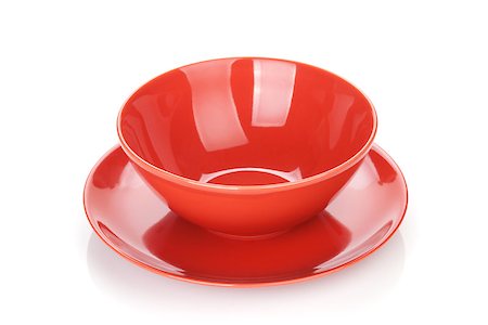 simsearch:400-07331603,k - Bowl and plate. Isolated on white background Foto de stock - Super Valor sin royalties y Suscripción, Código: 400-07662660