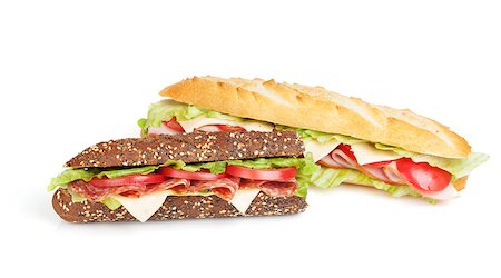 Fresh sandwiches with meat and vegetables. Isolated on white background Stock Photo - Budget Royalty-Free & Subscription, Code: 400-07662762