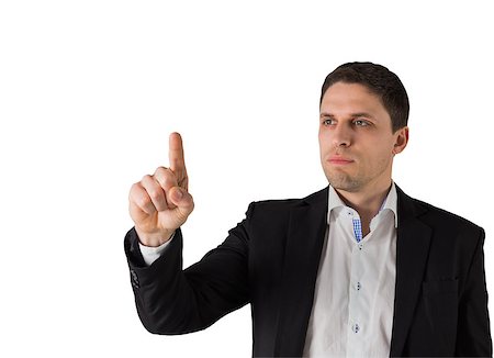 simsearch:400-07664375,k - Businessman standing and pointing on white background Foto de stock - Royalty-Free Super Valor e Assinatura, Número: 400-07662801