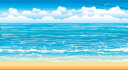 simsearch:689-03125806,k - Nature seascape with waves and white clouds on a blue sky. Stock Photo - Budget Royalty-Free & Subscription, Code: 400-07675504