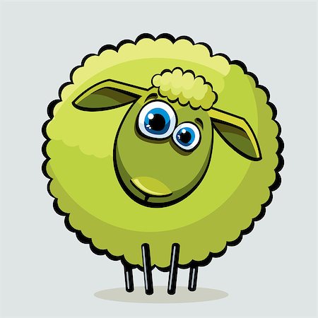 simsearch:400-07245107,k - Cartoon fanny green sheep with blue big eyes. Photographie de stock - Aubaine LD & Abonnement, Code: 400-07675510