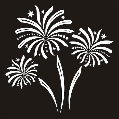 simsearch:400-08406927,k - Beautiful white vector fireworks isolated on black background Stockbilder - Microstock & Abonnement, Bildnummer: 400-07675625