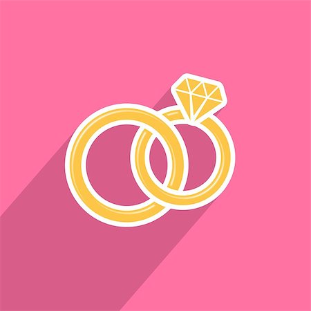 simsearch:400-07633517,k - Wedding rings icon on pink background flat design Foto de stock - Royalty-Free Super Valor e Assinatura, Número: 400-07675635