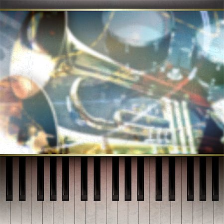 simsearch:400-08138524,k - abstract grunge blue background with piano and trumpets Photographie de stock - Aubaine LD & Abonnement, Code: 400-07675854