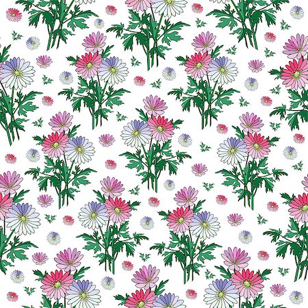 simsearch:400-06093261,k - Illustration of seamless floral background in pink, blue and green colors isolated Fotografie stock - Microstock e Abbonamento, Codice: 400-07675894