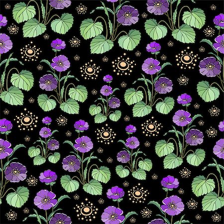 simsearch:400-07558497,k - Illustration of seamless floral background in lilac and green colours Photographie de stock - Aubaine LD & Abonnement, Code: 400-07675897