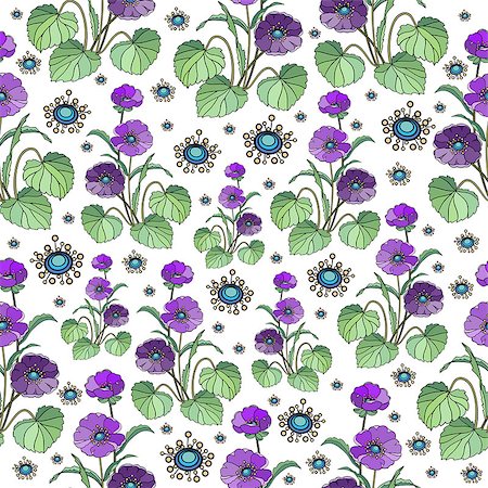 simsearch:400-07558492,k - Illustration of seamless floral background in lilac, blue and green colours Fotografie stock - Microstock e Abbonamento, Codice: 400-07675891