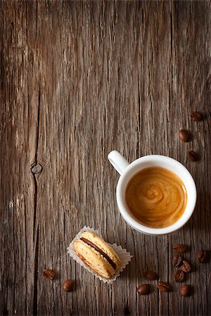 Morning cup of coffe and macarons cookies Stock Photo - Budget Royalty-Free & Subscription, Code: 400-07675929