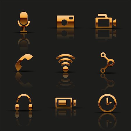 simsearch:400-07675541,k - Golden web icons set. Vector illustration. Stock Photo - Budget Royalty-Free & Subscription, Code: 400-07676049