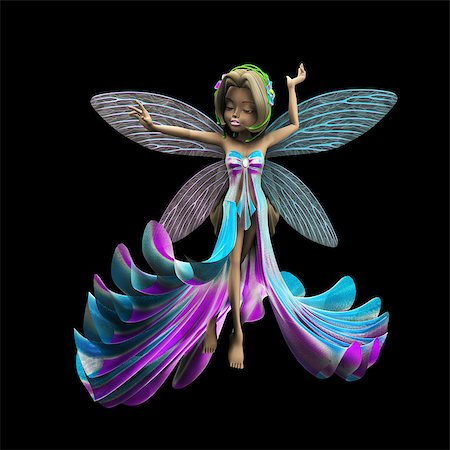 fairyland - 3d render of cute fairy in colorful  glittering dress. Stock Photo - Budget Royalty-Free & Subscription, Code: 400-07676200