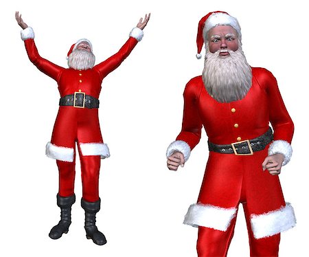 simsearch:400-07679396,k - Digitally rendered illustration of a Santa Claus on white background. Foto de stock - Super Valor sin royalties y Suscripción, Código: 400-07676315