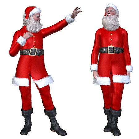 simsearch:400-07679396,k - Digitally rendered illustration of a Santa Claus on white background. Foto de stock - Super Valor sin royalties y Suscripción, Código: 400-07676312