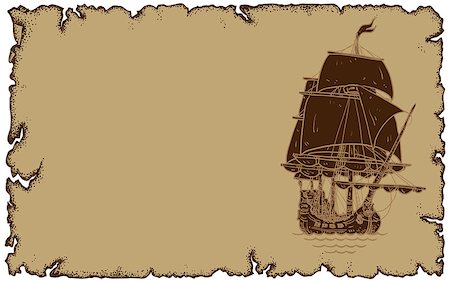 simsearch:400-06325631,k - marine theme, old parchment with sailboat, this illustration may be useful as designer work Stock Photo - Budget Royalty-Free & Subscription, Code: 400-07676407