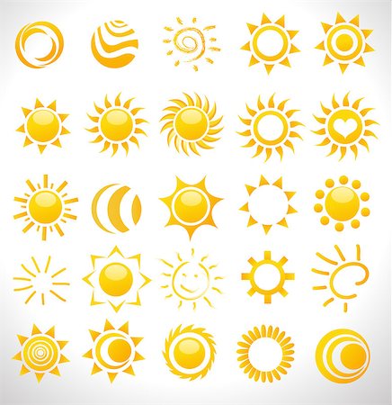 sun designs vector - set of vector suns Stock Photo - Budget Royalty-Free & Subscription, Code: 400-07676443
