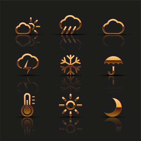 simsearch:400-07675541,k - Golden weather icons set. Vector illustration. Stock Photo - Budget Royalty-Free & Subscription, Code: 400-07676533