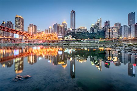 Chongqing, China across the Jialing River. Foto de stock - Super Valor sin royalties y Suscripción, Código: 400-07676569