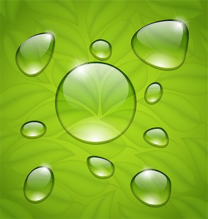 simsearch:649-07736869,k - Illustration water drops on fresh green leaves texture - vector Foto de stock - Super Valor sin royalties y Suscripción, Código: 400-07676998