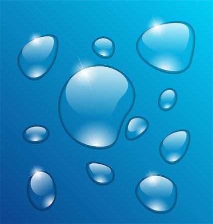 simsearch:649-07736870,k - Illustration transparent water drops on blue background - vector Foto de stock - Royalty-Free Super Valor e Assinatura, Número: 400-07676999