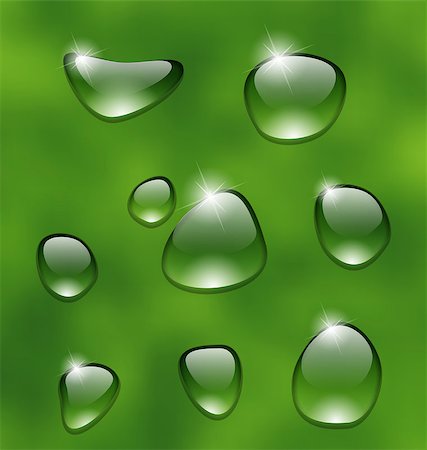 simsearch:859-03038623,k - Illustration water drops on fresh green leaf - vector Stockbilder - Microstock & Abonnement, Bildnummer: 400-07677001