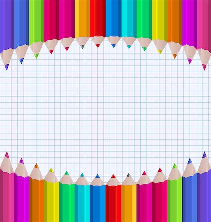 simsearch:400-06527396,k - Illustration rainbow of pencils on paper sheet background - vector Foto de stock - Royalty-Free Super Valor e Assinatura, Número: 400-07677049