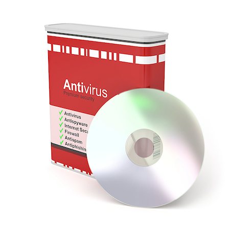 simsearch:400-08250503,k - Antivirus software box and disc on white background Photographie de stock - Aubaine LD & Abonnement, Code: 400-07677105