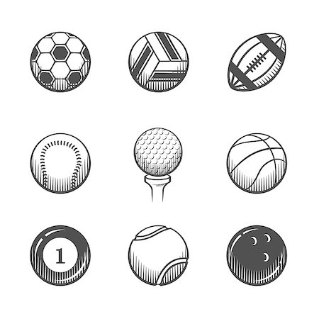 simsearch:400-05115587,k - Collection of sport icons. Vector sport balls on white background. Vector icons set. Foto de stock - Royalty-Free Super Valor e Assinatura, Número: 400-07677120
