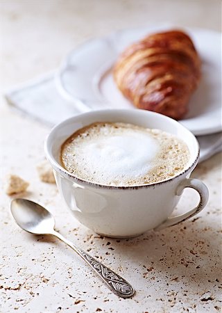 rustic tray - Cup of Latte Coffee and Croissant Stock Photo - Budget Royalty-Free & Subscription, Code: 400-07677204