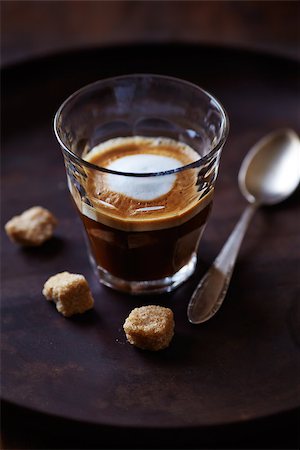 rustic tray - Glass of Espresso Macchiato with Brown Sugar Stock Photo - Budget Royalty-Free & Subscription, Code: 400-07677208