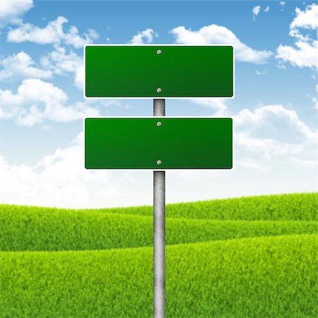 simsearch:400-07677344,k - Crossroads road sign. Green grass and blue sky as backdrop Stock Photo - Budget Royalty-Free & Subscription, Code: 400-07677328