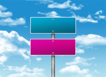 simsearch:400-05108001,k - Crossroads road sign. Blue sky and clouds as backdrop Stock Photo - Budget Royalty-Free & Subscription, Code: 400-07677335