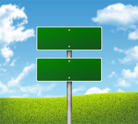 simsearch:400-07677344,k - Crossroads road sign. Green grass and blue sky as backdrop Stock Photo - Budget Royalty-Free & Subscription, Code: 400-07677345