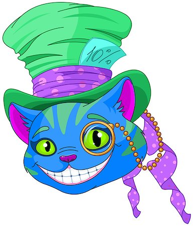 simsearch:400-07629329,k - Cheshire cat in Top Hat and monocle Stock Photo - Budget Royalty-Free & Subscription, Code: 400-07677519