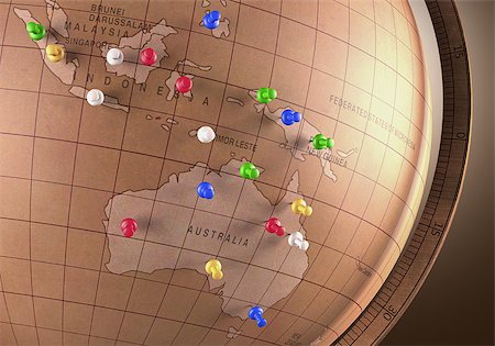 simsearch:400-07680428,k - Antique globe with nails marking the travel route. Stock Photo - Budget Royalty-Free & Subscription, Code: 400-07677549