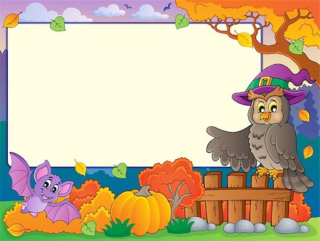 simsearch:400-08710477,k - Autumn frame with Halloween theme 5 - eps10 vector illustration. Stock Photo - Budget Royalty-Free & Subscription, Code: 400-07677685