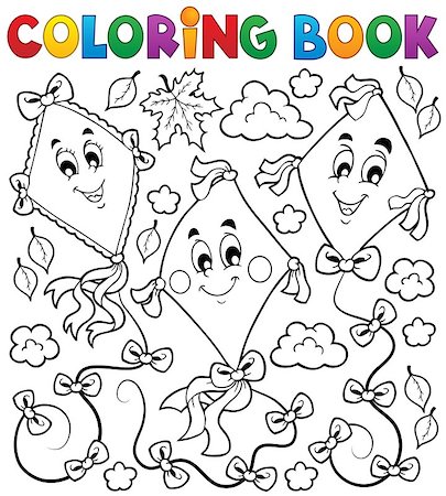 simsearch:400-04628743,k - Coloring book with three kites - eps10 vector illustration. Fotografie stock - Microstock e Abbonamento, Codice: 400-07677700