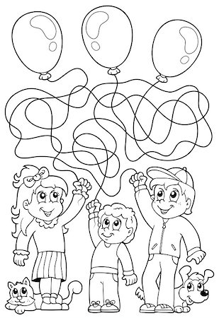 Maze 8 coloring book with children - eps10 vector illustration. Stock Photo - Budget Royalty-Free & Subscription, Code: 400-07677710
