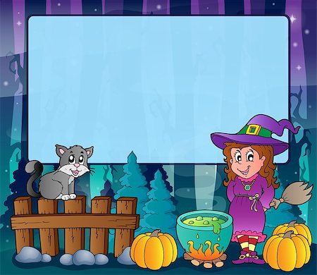 simsearch:400-04133143,k - Mysterious forest Halloween frame 6 - eps10 vector illustration. Stock Photo - Budget Royalty-Free & Subscription, Code: 400-07677720