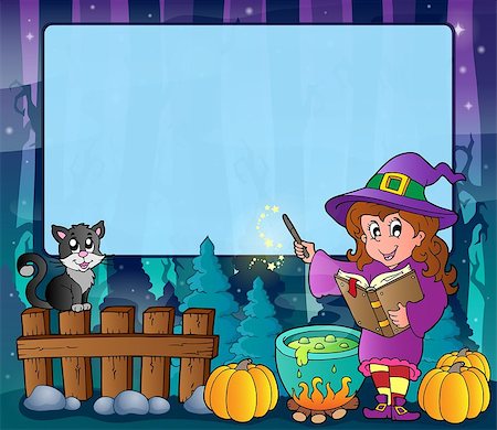 simsearch:400-04620860,k - Mysterious forest Halloween frame 7 - eps10 vector illustration. Stock Photo - Budget Royalty-Free & Subscription, Code: 400-07677721