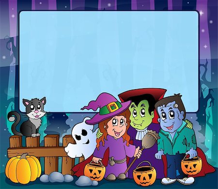simsearch:400-04133143,k - Mysterious forest Halloween frame 9 - eps10 vector illustration. Stock Photo - Budget Royalty-Free & Subscription, Code: 400-07677723