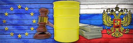 simsearch:400-06523211,k - Hammer auction, barrel gas stack of currency dollars. The European Union and Russian flags as background Stock Photo - Budget Royalty-Free & Subscription, Code: 400-07677809