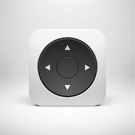 simsearch:400-05148042,k - White abstract technology app icon, joystick button template with arrows, realistic shadow and light background for user interfaces, UI, applications, apps, and presentations. Stock Photo - Budget Royalty-Free & Subscription, Code: 400-07677824