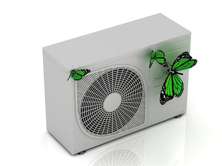 simsearch:400-05687584,k - 3 green butterfly sits on a new street conditioner on a white background Stock Photo - Budget Royalty-Free & Subscription, Code: 400-07677907