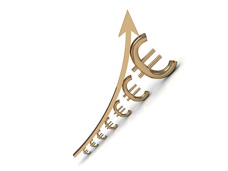 simsearch:400-06952963,k - Illustration of the growth of the euro with a golden arrow on white background Stock Photo - Budget Royalty-Free & Subscription, Code: 400-07677923